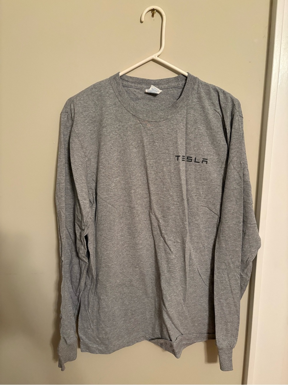 Tesla Long Sleeve Crewneck Shirt - Light Gray
